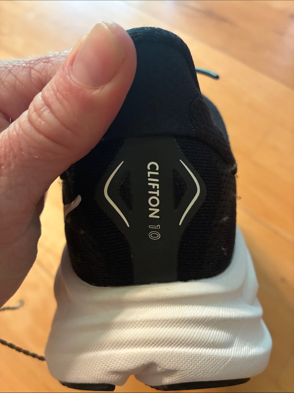 Hoka Black and White Performance Running Shoes - Clifton 10 - Picture 7 of 8